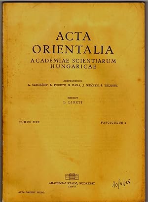 Acta orientalia Academiae scientiarum hungaricae. Tomus XXI, fasciculus 2.