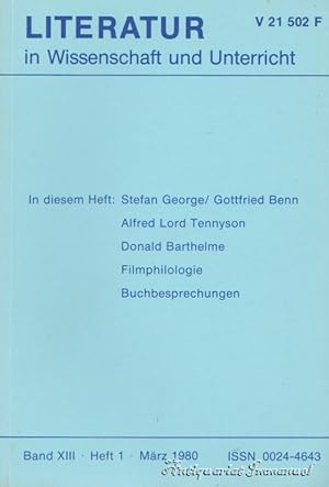 Imagen del vendedor de Literatur in Wissenschaft und Unterricht. Band XIII. Heft 1. Mrz 1980. a la venta por Antiquariat Immanuel, Einzelhandel