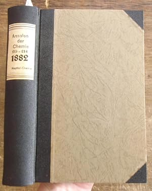 Imagen del vendedor de Justus Liebig's Annalen der Chemie 1882. Band 213 -214. Zwei Teile mit jeweils 3 Heften in einem Band. a la venta por Antiquariat Carl Wegner