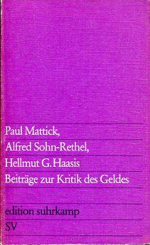 Seller image for Beitrge zur Kritik des Geldes. for sale by Antiquariat am Flughafen