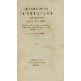 Bild des Verkufers fr Imperatoris Justiniani Institutionum Libri quatuor. Adjecti sunt ex Digestis Tituli de verborum significatione & de Regulis Juris. Cum Indice ad eosdem zum Verkauf von Libreria Antiquaria Giulio Cesare di Daniele Corradi