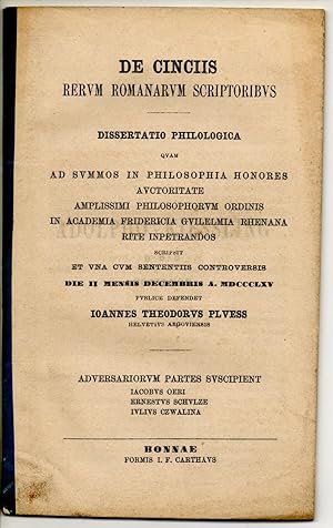 De Cinciis rerum Romanorum scriptoribus. Dissertation.