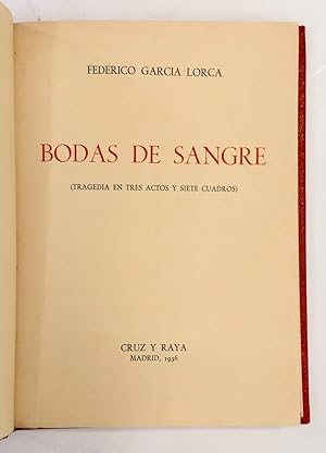 Imagen del vendedor de Bodas de sangre (tragedia en tres actos y siete cuadros) a la venta por Alberto Casares