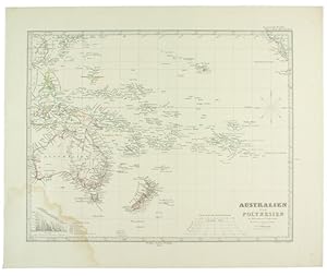 AUSTRALIEN UND POLYNESIEN IN ,ERCATORS PROJECTION. Entworfen u.gezeichnet von F.von Stülpnagel.: