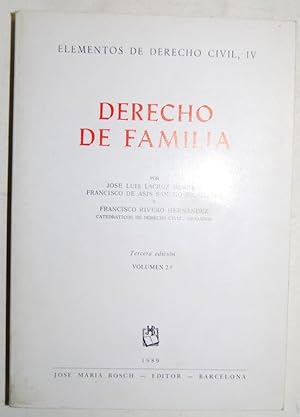 Imagen del vendedor de DERECHO DE FAMILIA. Volumen 2. (Elementos de Derecho Civil, IV) a la venta por Fbula Libros (Librera Jimnez-Bravo)