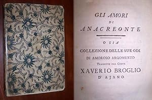 Gli amori di Anacreonte o sia collezione delle sue odi di amoroso argomento Tradotte dal conte Xa...