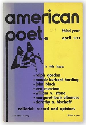 Bild des Verkufers fr American Poet. Vol. III, no. I, April, 1943 zum Verkauf von Lorne Bair Rare Books, ABAA