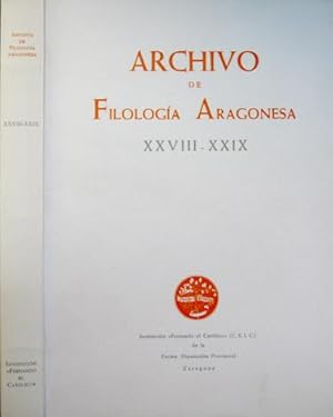 Imagen del vendedor de Archivo de Filologa Aragonesa. XXVIII-XXIX. Jos Mara Ramos y Loscertales: Cuatro estudios: Los Fueros del Sobrarbe. Los jueces de Castilla. El derecho de los francos de Logroo en 1095. Relatos poticos en las crnicas medievales. Los hijos de Sancho III; Julio Caro Baroja: Sobre la toponimia del Pirineo aragons: Juan A. Frago Gracia: Toponimia navarroaragonesa del Ebro. III. Vas de comunicacin; Natividad Nebot Calpe: Las voces naturales y la etnologa popular en la toponimia y el habla del Alto Mijares y del Alto Palancia (Castelln); Juventino Caminero y Ricardo Ciervede: La Tor de los judios de Olite; Manuel Alvar: Grafa y fontica en el Cancionero de Estiga, entre otros textos. a la venta por Hesperia Libros