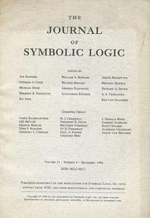 THE JOURNAL OF SYMBOLIC LOGIC VOLUME 51 NUMBER 4 DECEMBER 1986.