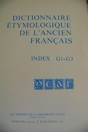 Bild des Verkufers fr Dictionnaire etymologique de l'ancien francais (DEAF). Index G1-G3. zum Verkauf von Antiquariat Bookfarm