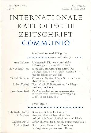 Seller image for Internationale Katholische Zeitschrift Communio 40. Jg. Januar-Februar 2011. Himmelfahrt und Pfingsten. for sale by Fundus-Online GbR Borkert Schwarz Zerfa