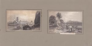 Nagpoor, Nagpur, Maharashtra, Stahlstich um 1850 mit zwei Einzelabbildungen, Blattgröße: 14,5 x 2...