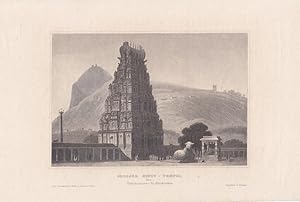 Grosser Hindu Tempel bey Tritchencore in Hindostan, Stahlstich um 1840 aus dem bibliographischen ...