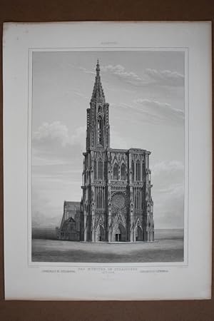 Dass Münster in Strassburg, Cathedrale in Strasbourg, Strasburgh Cathedral, Stahlstich um 1860 vo...