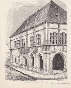 Rathhaus zu Ensisheim, Holzstich um 1885 von R. Brendamour, Blattgröße: 20 x 16,2 cm, reine Bildg...