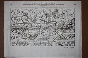 Schlettstadt, Sélestat, I., Heiliges Römisches Reich, großformatiger Holzschnitt von 1577 aus Seb...