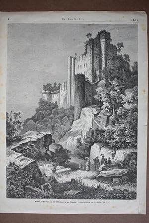 Ruine Hochkönigsburg bei Schlettstadt in den Vogesen, Holzstich um 1860 nach einer Zeichnung von ...