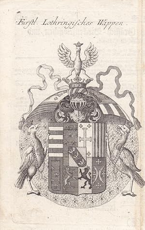 Furstl. Lothringisches Wappen, Heraldik, Kupferstich von 1725, Verso mit gedruckter genealogische...