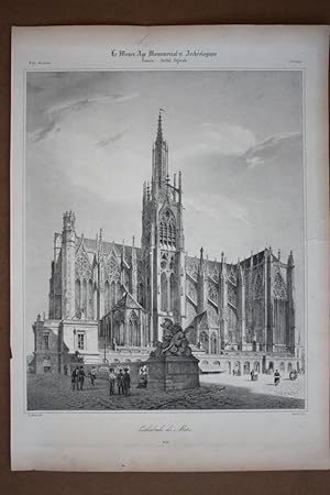 Cathedrale de Metz, Lithographie um 1845 aus der Reihe Le Moyen-Age Monumental et Archeologique, ...
