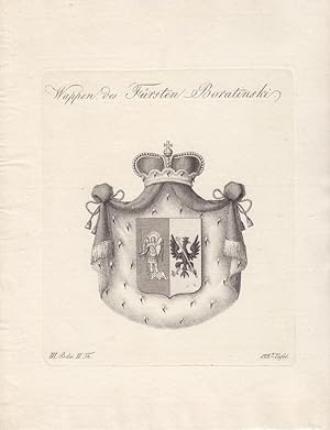 BORATINSKI: Wappen des Fürsten Boratinski (1820). Kupferstiche bei Tyroff, Nürnberg. Ca. 1786-182...