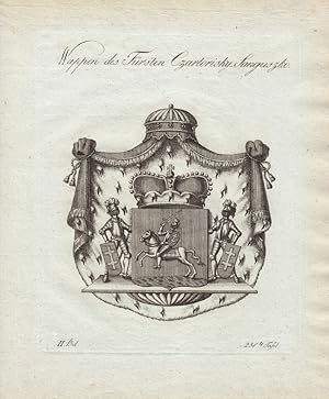 CZARTORISKY: Wappen des Fürsten von Czartorisky-Sanguszko (1790). Kupferstiche bei Tyroff, Nürnbe...