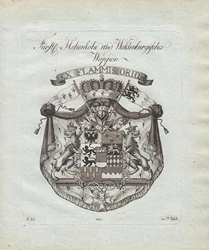 HOHENLOHE-WALDENBURG: Fürstl. Hohenlohe und Waldenburgisches Wappen (1800). Kupferstiche bei Tyro...