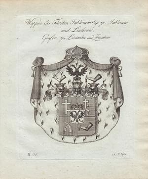 JABLONOWSKY: Wappen des Fürsten von Jablonowsky zu Jablonow und Lachowec, Grafen zu Lisianka und ...