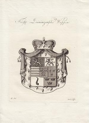 LEININGEN: Fürstliches Leinigensches Wappen (1800). Kupferstiche bei Tyroff, Nürnberg. Ca. 1786-1...