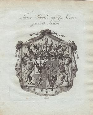 VON DER OSTEN SACKEN: Fürstliches Wappen von der Osten genannt Sacken (1796). Kupferstiche bei Ty...