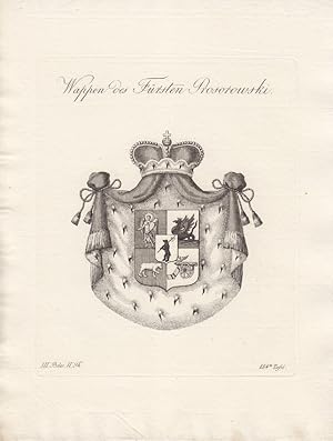 PROSOROWSKI: Wappen des Fürsten Prosorowski (1820). Kupferstiche bei Tyroff, Nürnberg. Ca. 1786-1...