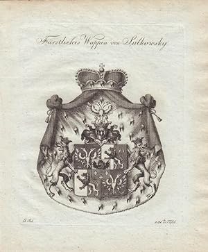 SULKOWSKY: Fürstliches Wappen von Sulkowsky (1790). Kupferstiche bei Tyroff, Nürnberg. Ca. 1786-1...