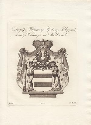 ISENBURG: Reichsgräfl. Wappen zu Isenburg zu Isenburg-Philippseich, dann zu Bündingen und Wächter...