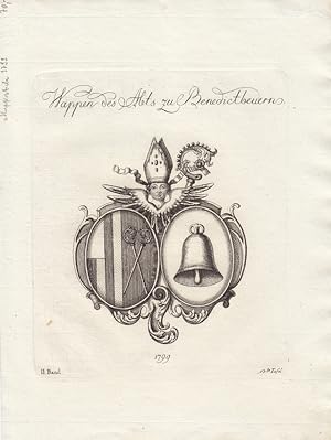 BENEDIKTBEUERN: Wappen des Abts (1799). Kupferstiche bei Tyroff, Nürnberg. Ca. 1790-1810. Meist d...