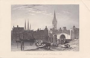 Lübeck, Holstentor, Entrance to Lubeck by the Holstein Gate, schöner Stahlstich von 1836 von E.I....