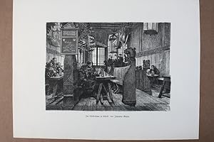 Im Schifferhaus zu Lübeck, Holzstich um 1880 nach Johannes Gehrts, Blattgröße: 27 x 35,5 cm, rein...