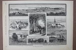 Ploen, Plön, Holzstich um 1875 als Sammelblatt mit sieben Einzelabbildungen, Blattgröße: 27 x 38 ...