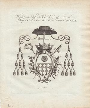 Wappen des Bischofs und Reichsfürsten. (1794). Kupferstiche bei Tyroff, Nürnberg. Ca. 1790-1810. ...