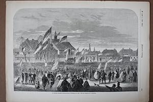 Die schleswig-holsteinische Landesversammlung in Rendsburg am 8. Mai, Holzstich von 1864 nach ein...