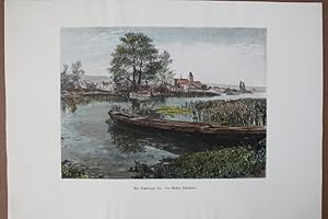 Am Ratzebuger See, altkolorierter Holzstich um 1880 von Gustav Schönleber, Blattgröße: 25,7 x 36,...