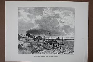 Ekenfund an der Flensburger Föhrde, Holzstich um 1880 von Gustav Schönleber, Blattgröße: 25,8 x 3...