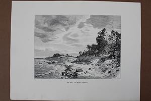 Auf Alsen, Insel, schöner Holzstich um 1880 von Gustav Schönleber, Blattgröße: 27,5 x 36 cm, rein...