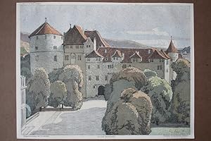 Stuttgart, Altes Schloss, original Farblithographie um 1900 nach einer Zeichnung von G. Lebrecht,...