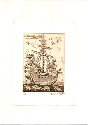 Bild des Verkufers fr Simon Dittrich (1940) Motiv: Segelschiff mit lesendem Kapitn. zum Verkauf von Antiquariat Schrter -Uta-Janine Strmer