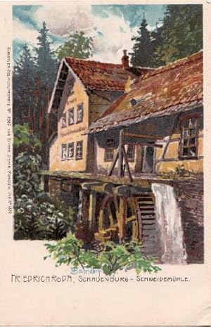 Schauenburg - Schneidemühle. Farbige Ansichtskarte nach einer Zeichnung von H.Bahndorf. Ungelaufen.