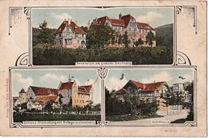 Drei Ansichten (Sanatorium am grossen Gleichberg, Schloß Glücksburg mit Kriegerwaisenhaus, Waldha...
