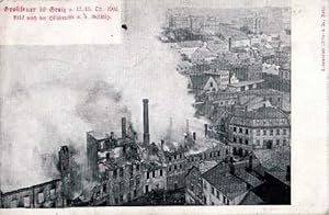 Großfeuer in Greiz v. 12./13. Okt. 1902. Blick nach der Häuserreihe a.d. Gräßlitz. Ansichtskarte ...