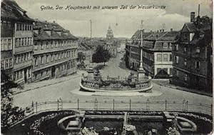 Seller image for Der Hauptmarkt mit unterem Teil der Wasserknste. Ansichtskarte in grnlichem Lichtdruck. Abgestempelt Gotha 25.07.1915. for sale by Antiquariat Heinz Tessin