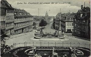 Imagen del vendedor de Der Hauptmarkt mit unterem Teil der Wasserknste. Ansichtskarte in grnlichem Lichtdruck. Abgestempelt Gotha 25.07.1915. a la venta por Antiquariat Heinz Tessin