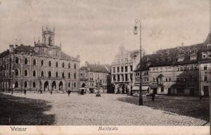 Bild des Verkufers fr Marktplatz. Ansichtskarte in Lichtdruck. Abgestempelt Weimar 23.02.1910. zum Verkauf von Antiquariat Heinz Tessin