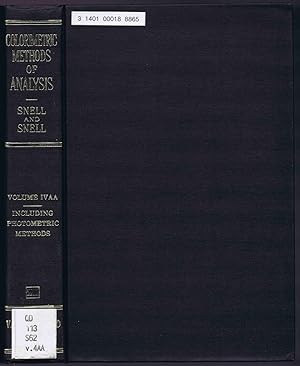 Image du vendeur pour COLORIMETRIC METHODS OF ANALYSIS - Including Photometric Methods. VOL. IVAA (4AA) mis en vente par SUNSET BOOKS